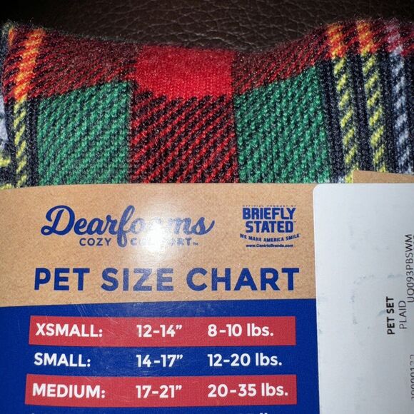 DEARFOAMS NEW PET PAJAMAS SZ Small 12-20 POUNDS CHRISTMAS HOLIDAY PLAID NWT - Picture 7 of 7